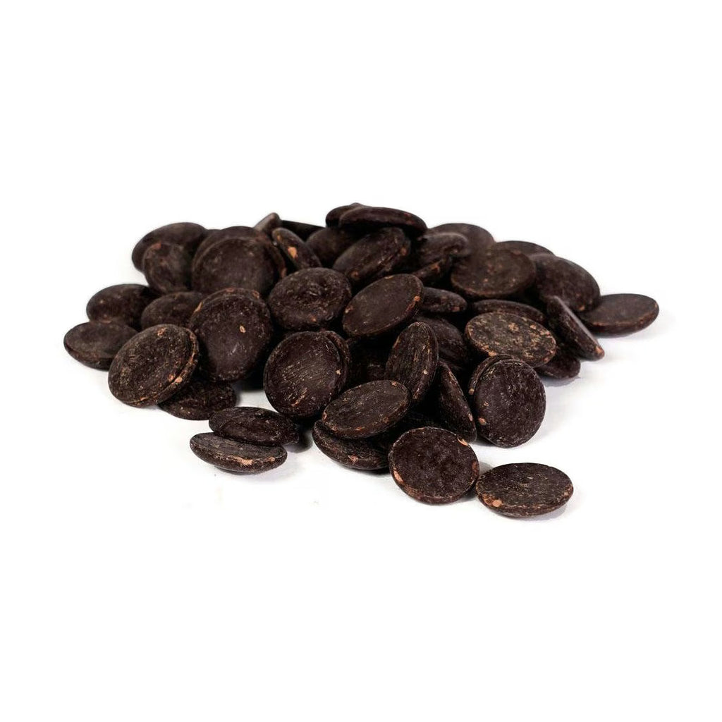 Cacao Barry dark chocolate couverture wafers 60% cocoa matte texture