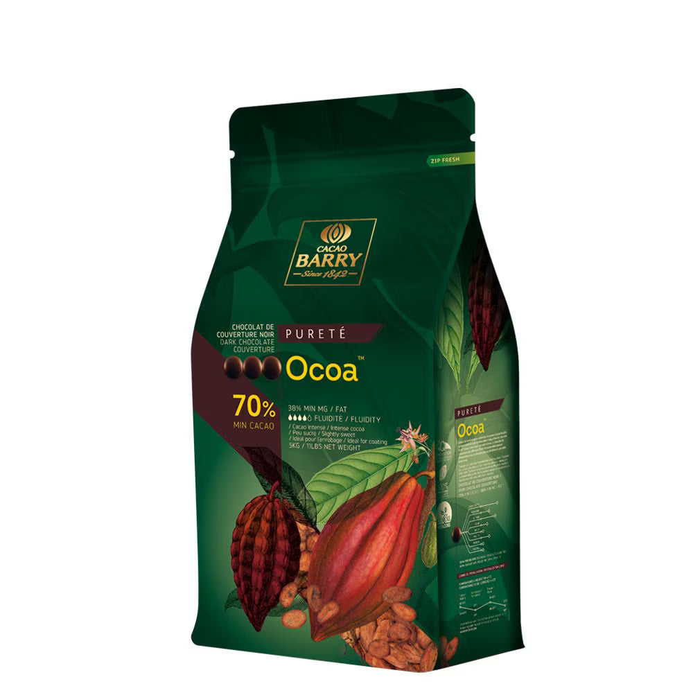 Cacao Barry Ocoa pure chocolate packaging on a white background