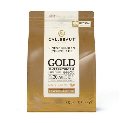 Callebaut Gold Caramel Callets 30.4% cocoa solids resealable pouch