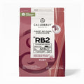 Callebaut Ruby Chocolate RB2 2.5kg pouch with blush-pink packaging, ruby cocoa bean flavor, and blood orange elderberry notes
