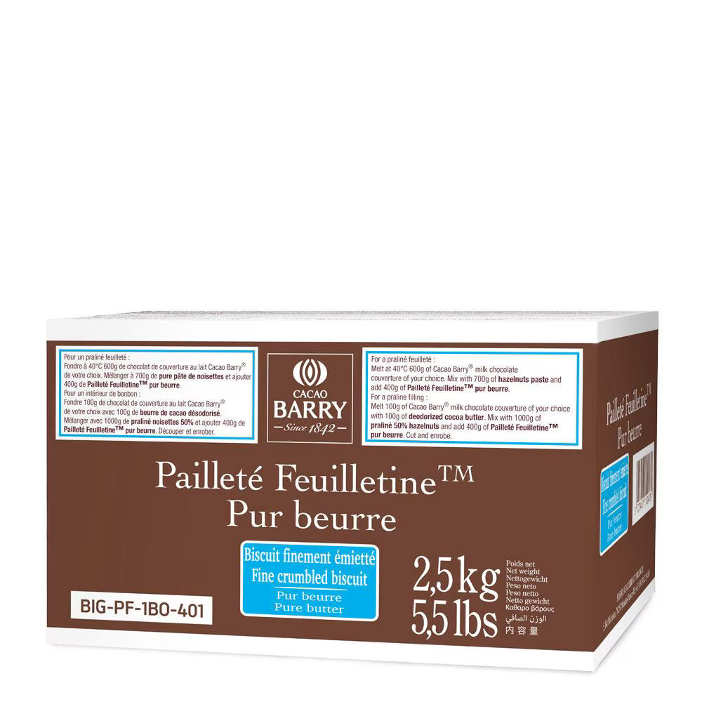 Cacao Barry Paillete Feuilletine Pur beurre packaging on a white background