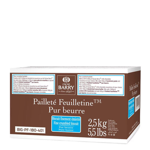 Cacao Barry Paillete Feuilletine Pur beurre packaging on a white background