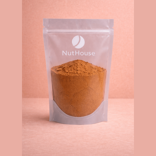 Nut House cinnamon powder in resealable pouch with warm brown fine grind texture
