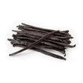 Eurovanille Papua New Guinea Tahitensis vanilla pods close-up showing dark wrinkled texture and natural curvature