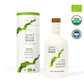 Juicy Olive Squeezid organic extra virgin olive oil bottle and packaging on a white background