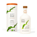 Juicy Olive Squeezed Relish & Smooth 500ml ceramic bottle with cork stopper and USDA organic sleeve packaging