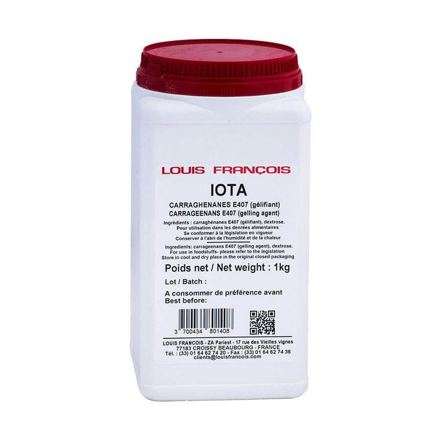 Louis François Iota Carrageenan E407 1kg white container with red lid professional baking ingredient