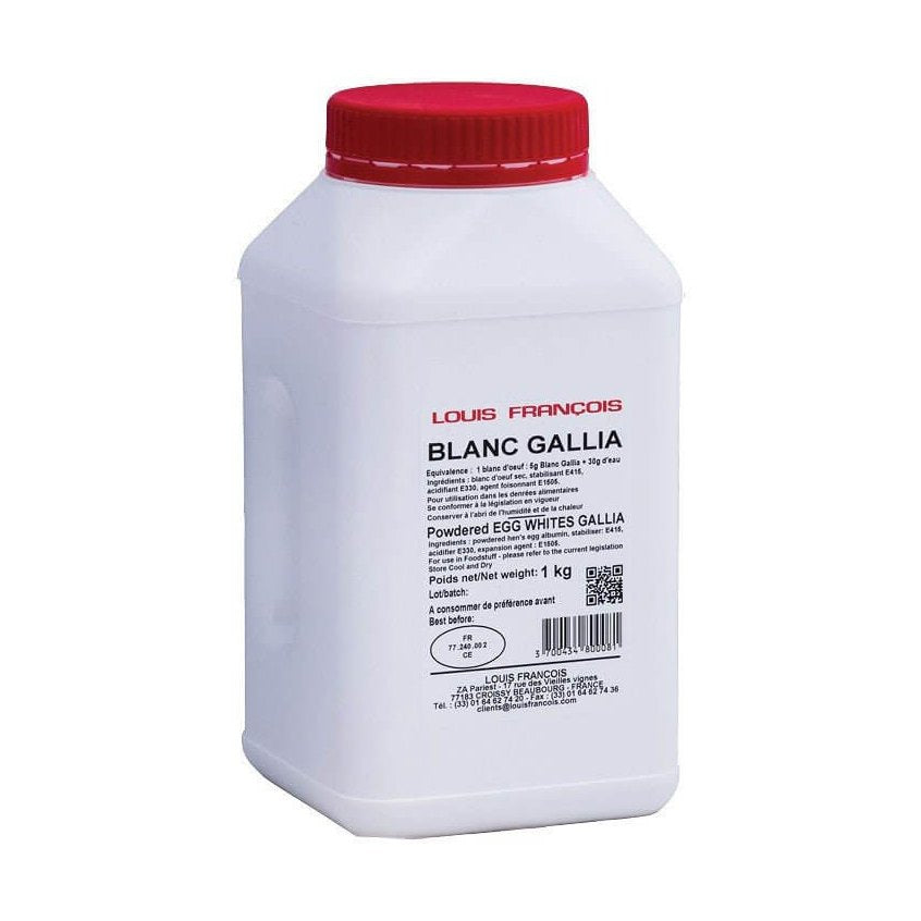 Louis Francois Gallia dried egg white powder in 1kg white container with red lid for baking