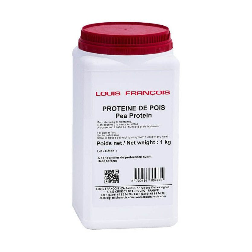 Louis Francois Pea Protein in 1kg white industrial container with red lid for professional baking