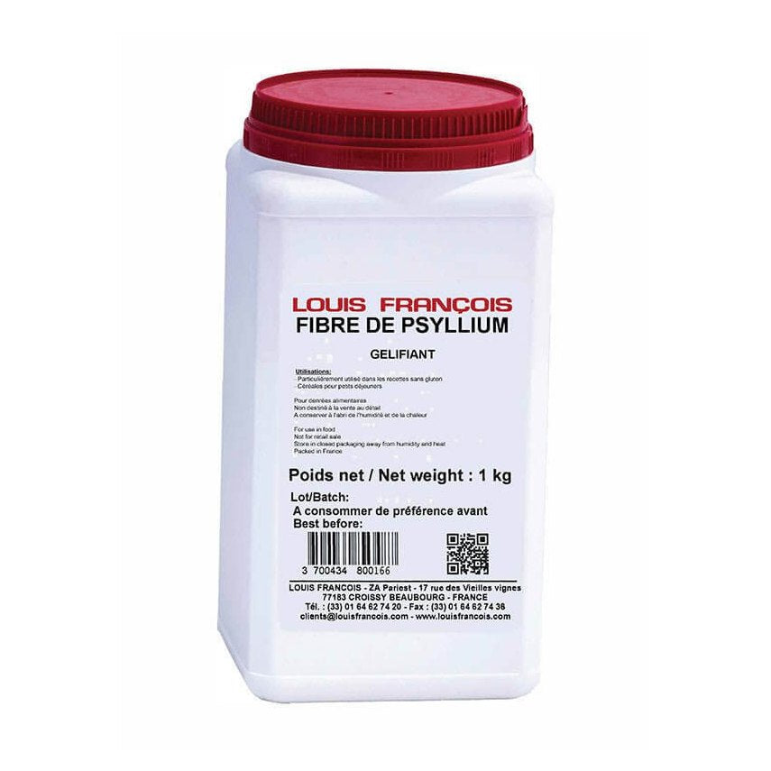 Louis François Psyllium Fibre 1kg white container red lid gluten-free baking ingredient