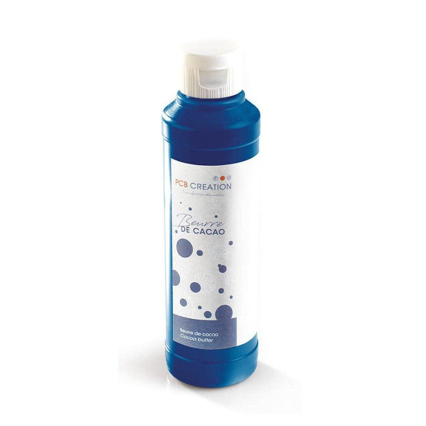 PCB Creation Blue Cocoa Butter in vivid cobalt blue bottle for professional chocolate decoration