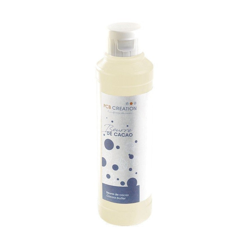 PCB Creation white cocoa butter in translucent bottle with flip-top cap for chocolate decoration