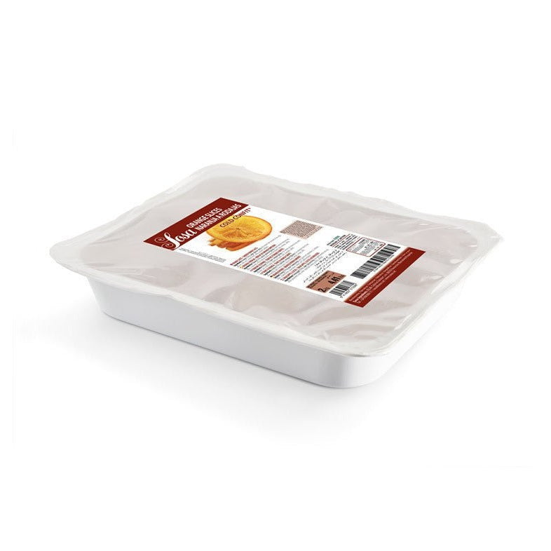 Sosa Cold Confit Orange Slices 2kg white plastic container with red beige label for baking