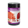 Sosa Strawberry Powder freeze-dried pink granular baking ingredient with fresh fruit and usage icons