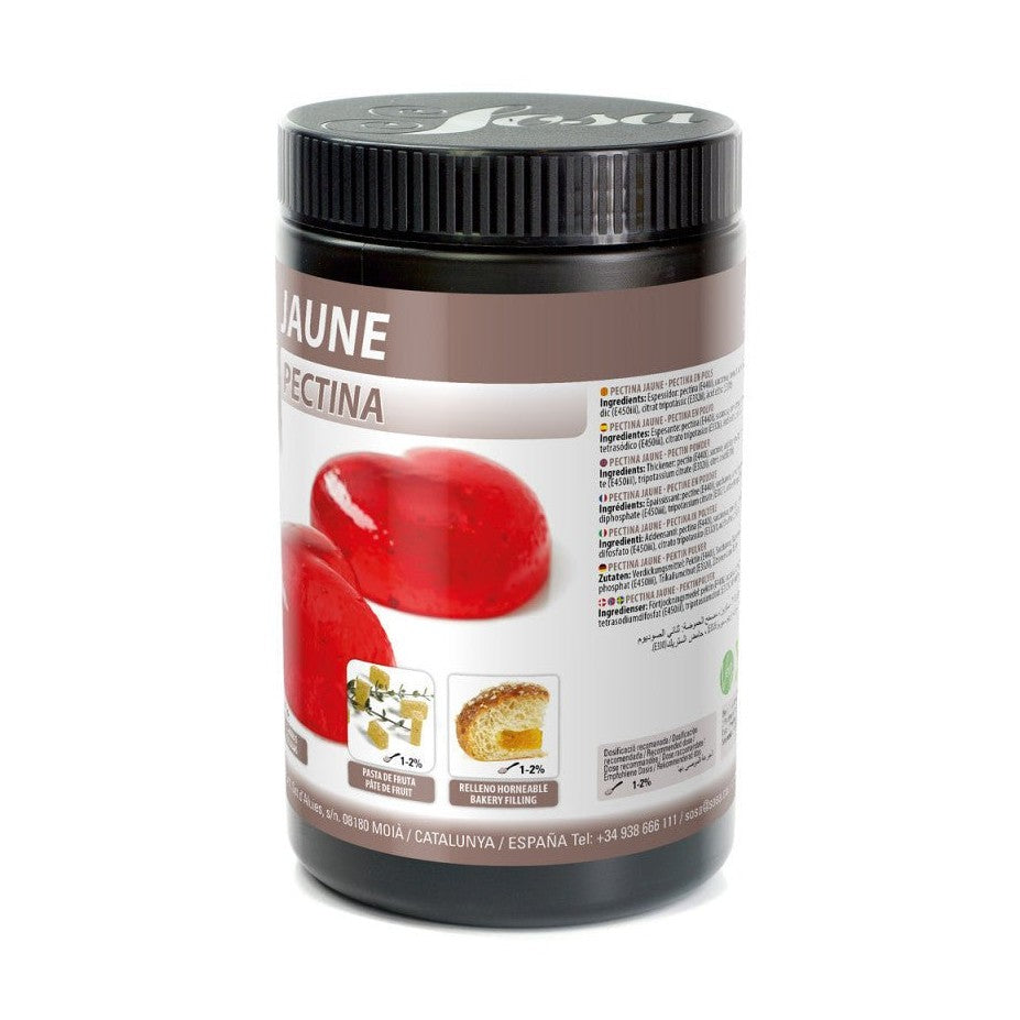 Sosa Yellow Pectin in black jar for bakery filling and fruit paste setting