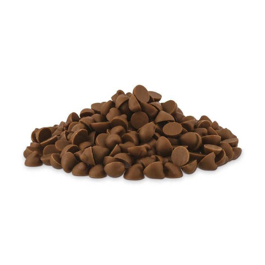 Valrhona Ariaga 32% milk chocolate drops smooth caramel brown teardrop shape
